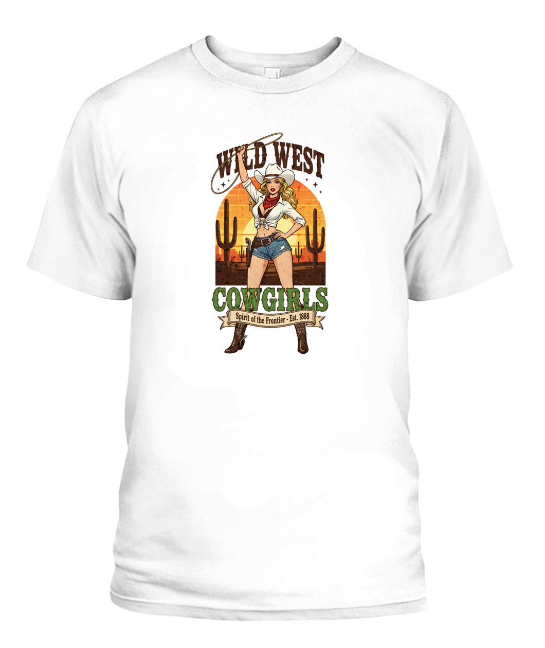 Wild west cowgirl, pinup 60s retro