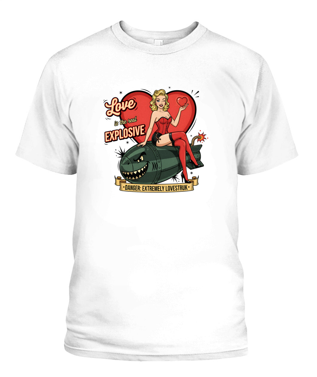 pinup girl on bomb love is explosive