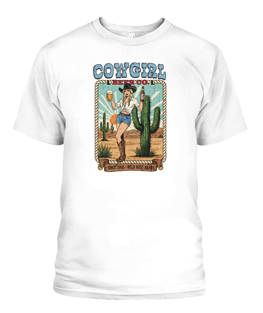 Cow girl beer, pinup 60s retro
