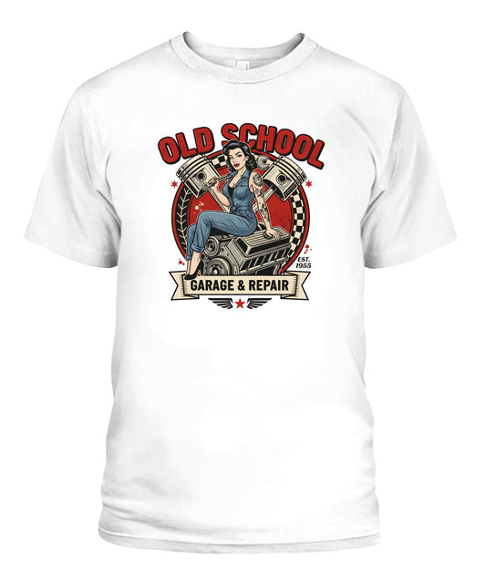 pinup girl mechanic garage 1955