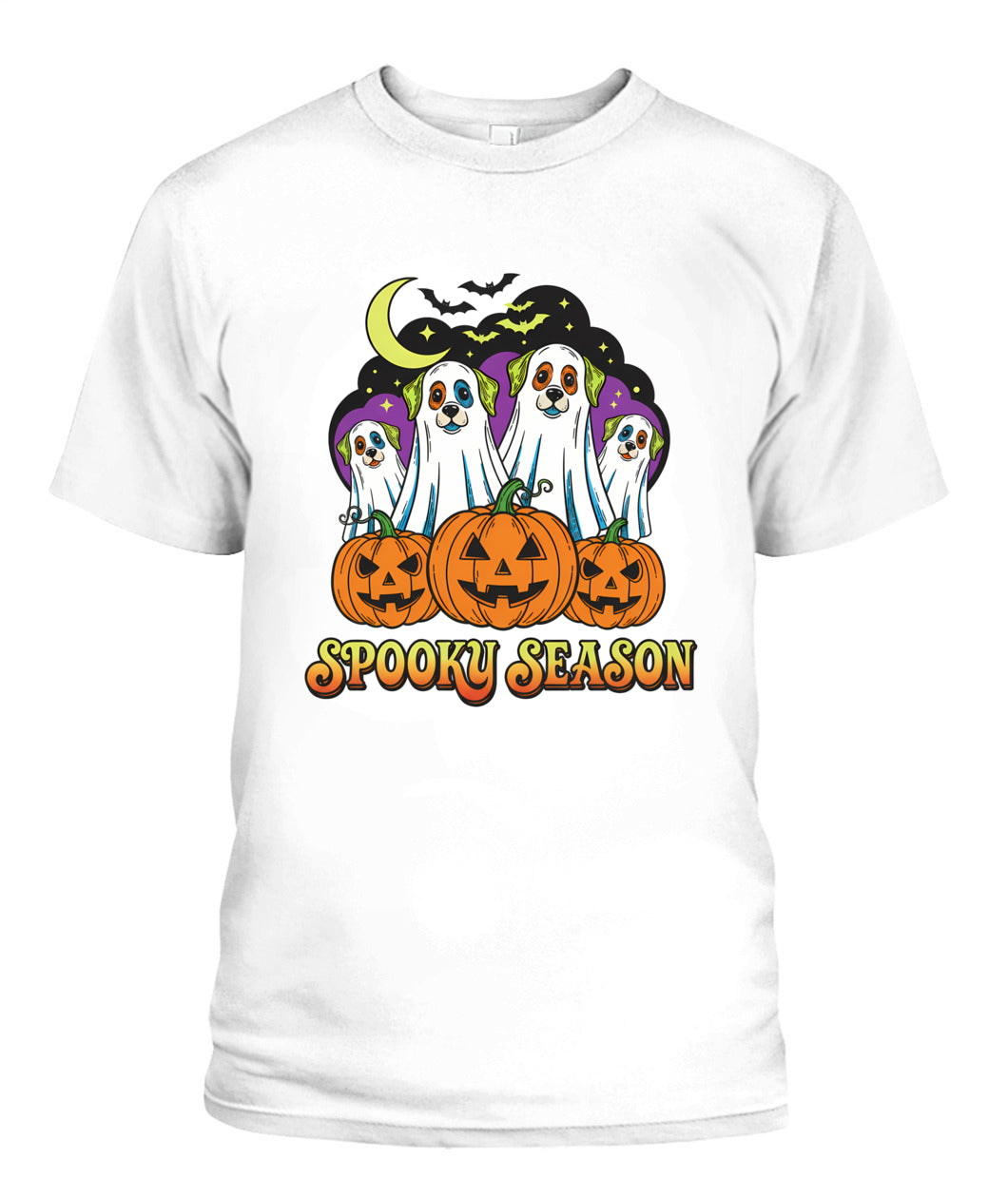 ghost dogs pumpkins spooky season