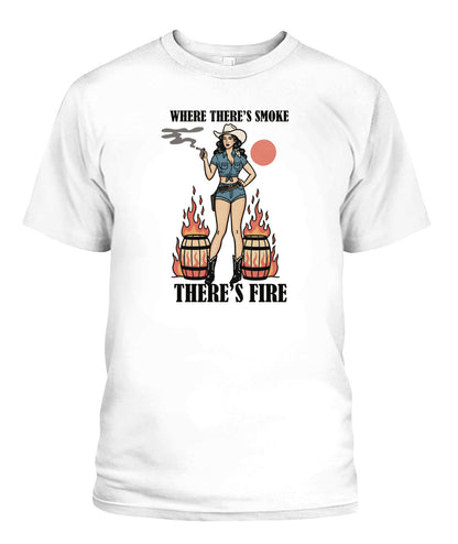 cowgirl smoking barrels fire