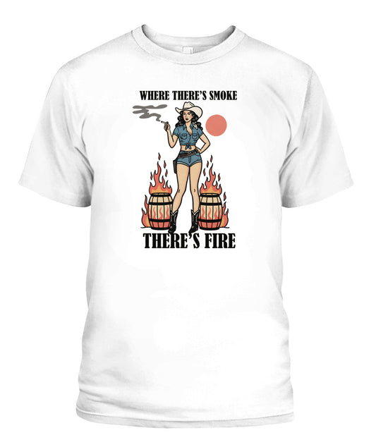 cowgirl smoking barrels fire