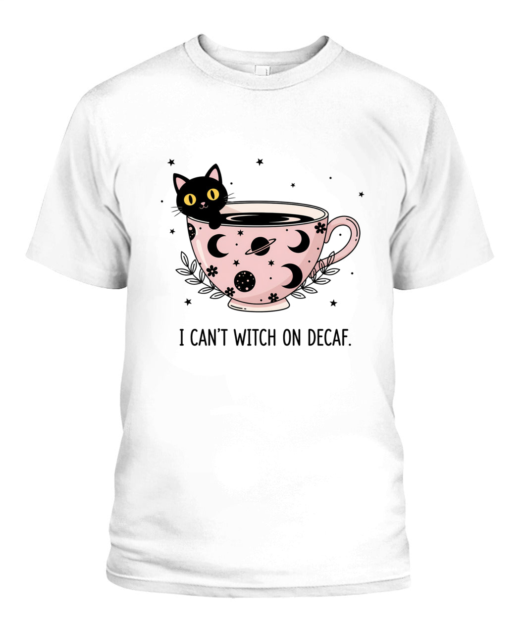 black cat in pink cosmic teacup