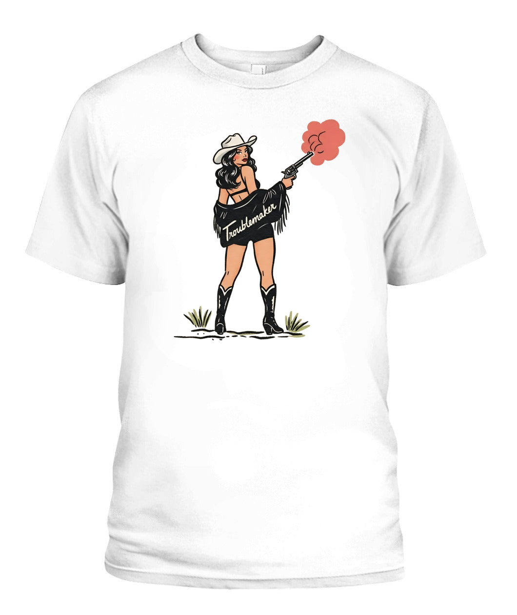 cowgirl troublemaker shooting gun