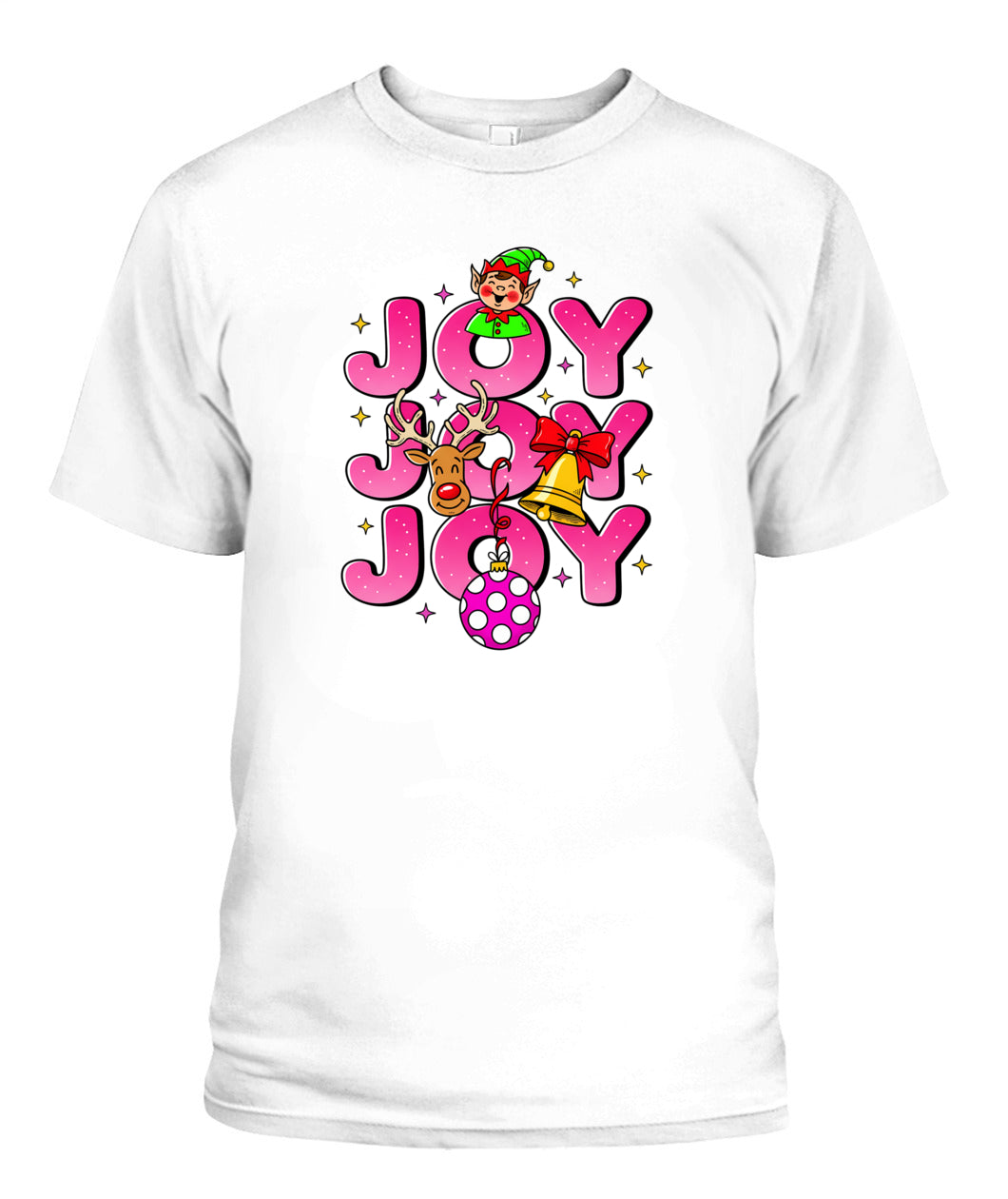 joy christmas elf reindeer bell ornament